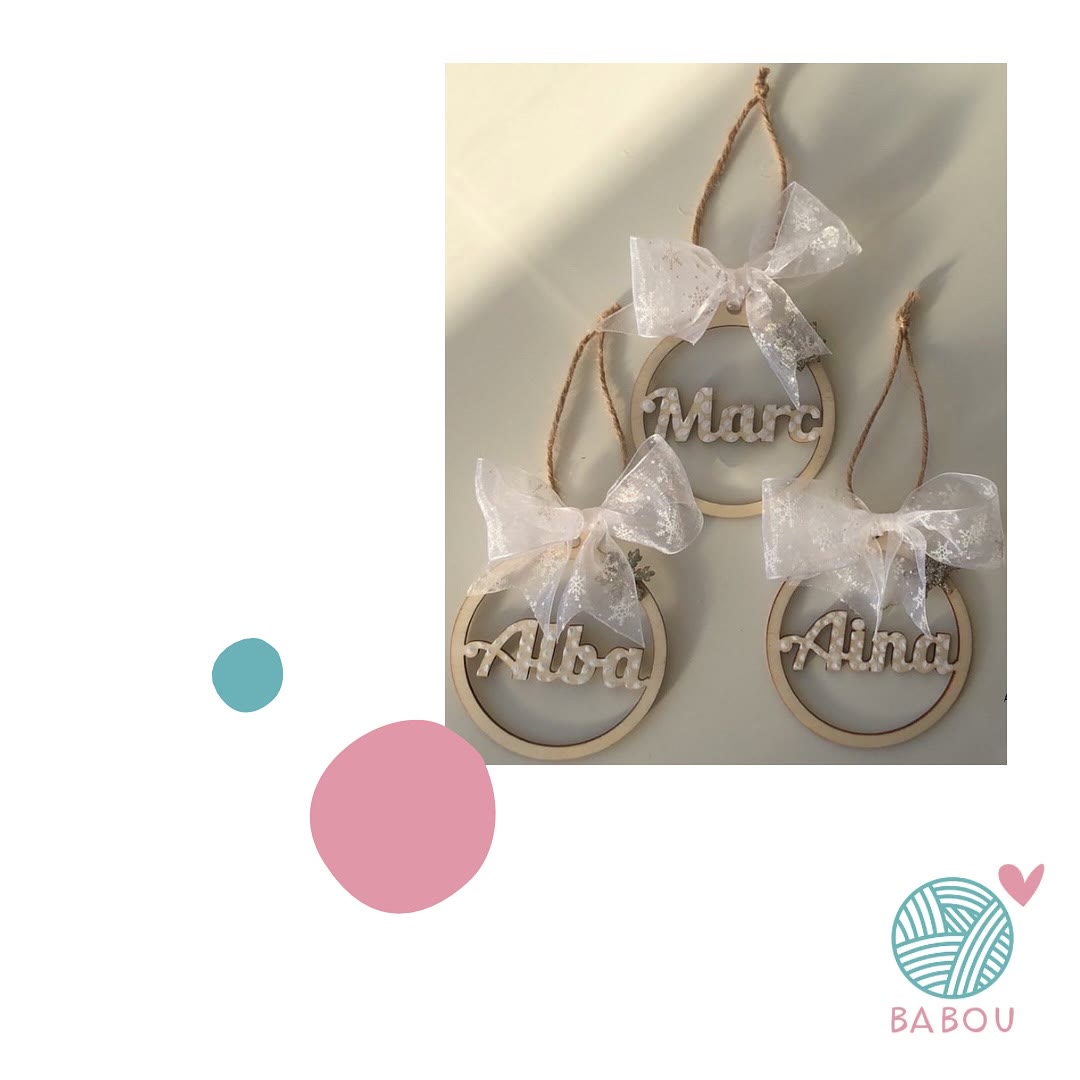 Personalised wooden Christmas baubles by Babou Handmade