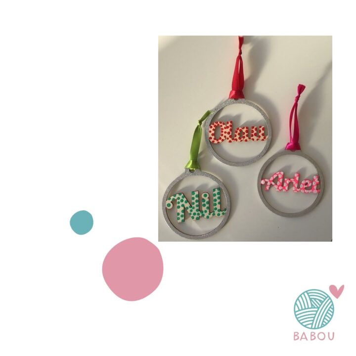 Bolas de Navidad madera personalizadas de Babou Handmade